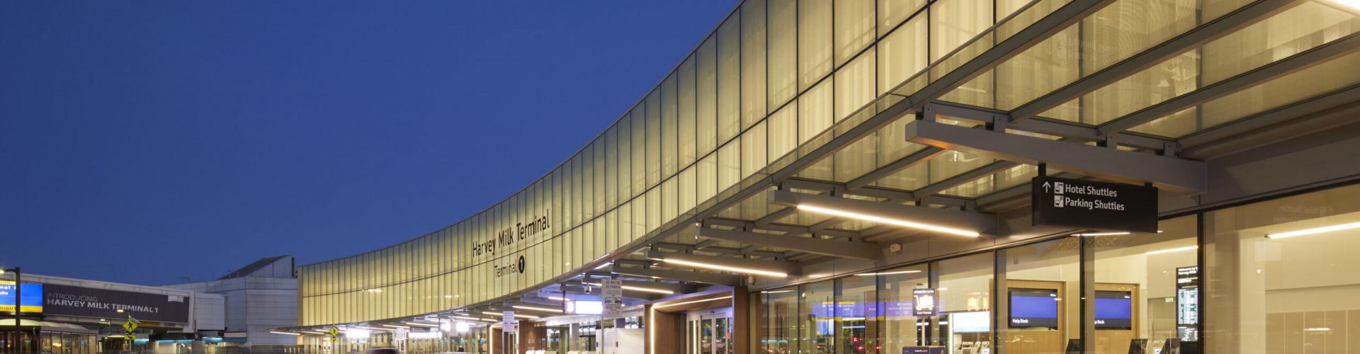 Sunset terminal shot at San Francisco Airport, CA, US Airport