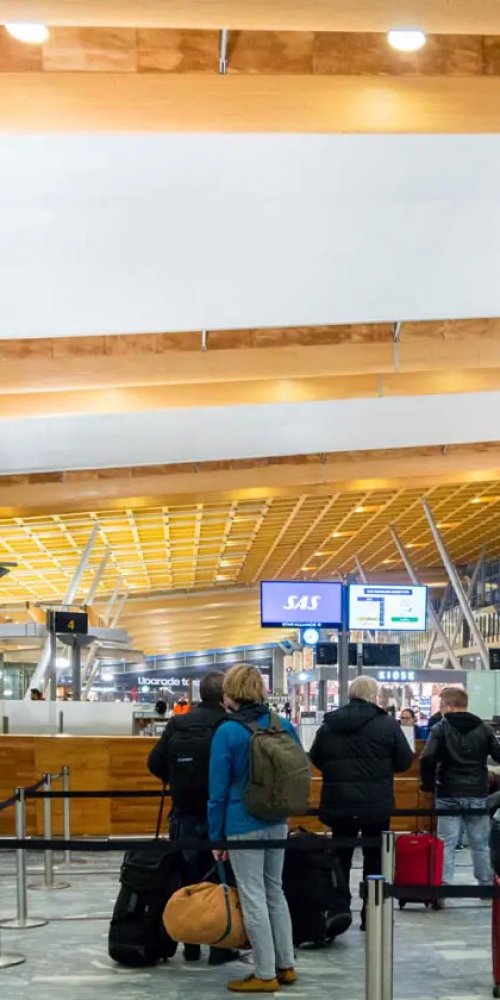 Relaxed family enjoying off-peak times at Oslo Airport Gardermoen