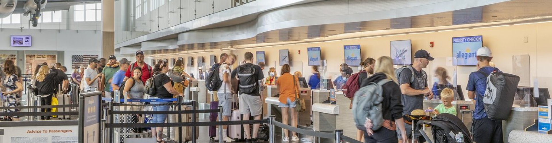 Sunset view of Orlando Sanford Intl Airport terminal