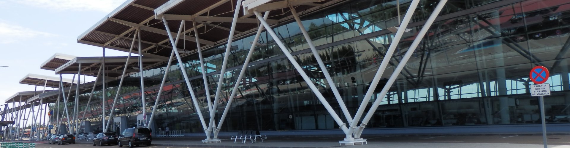 Sunset view of Zaragoza Airport terminal