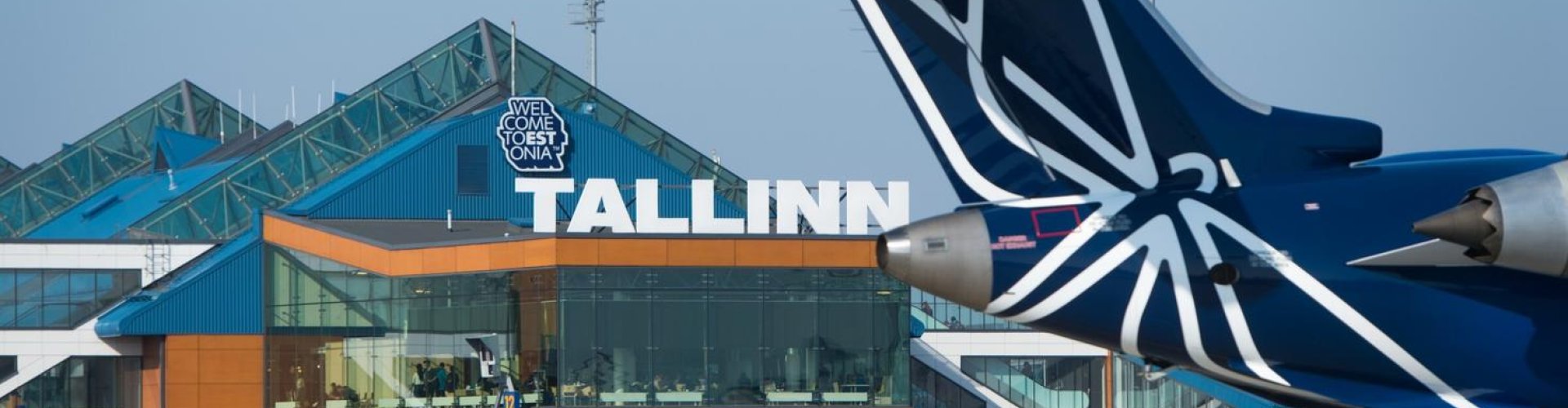 Sunset view of Lennart Meri Tallinn Airport terminal