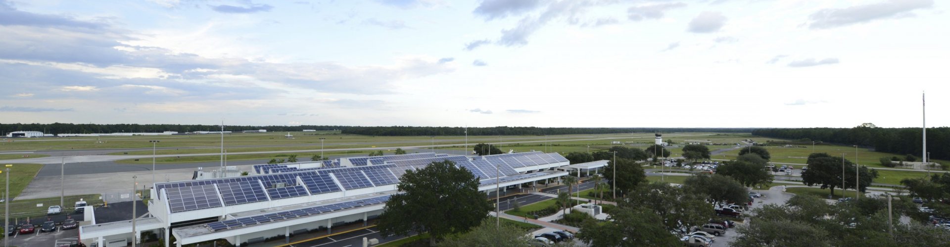Sunset over Gainesville Regional Airport terminal
